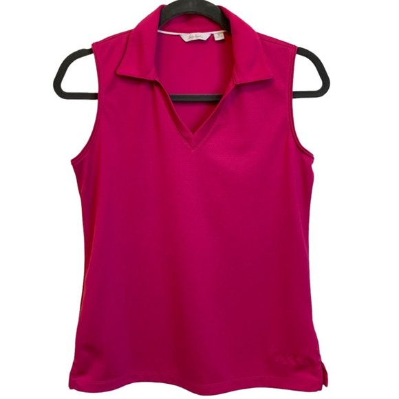 Lady Hagen Tops Lady Hagen Sleeveless Golf Polo Tank Small Fuschia